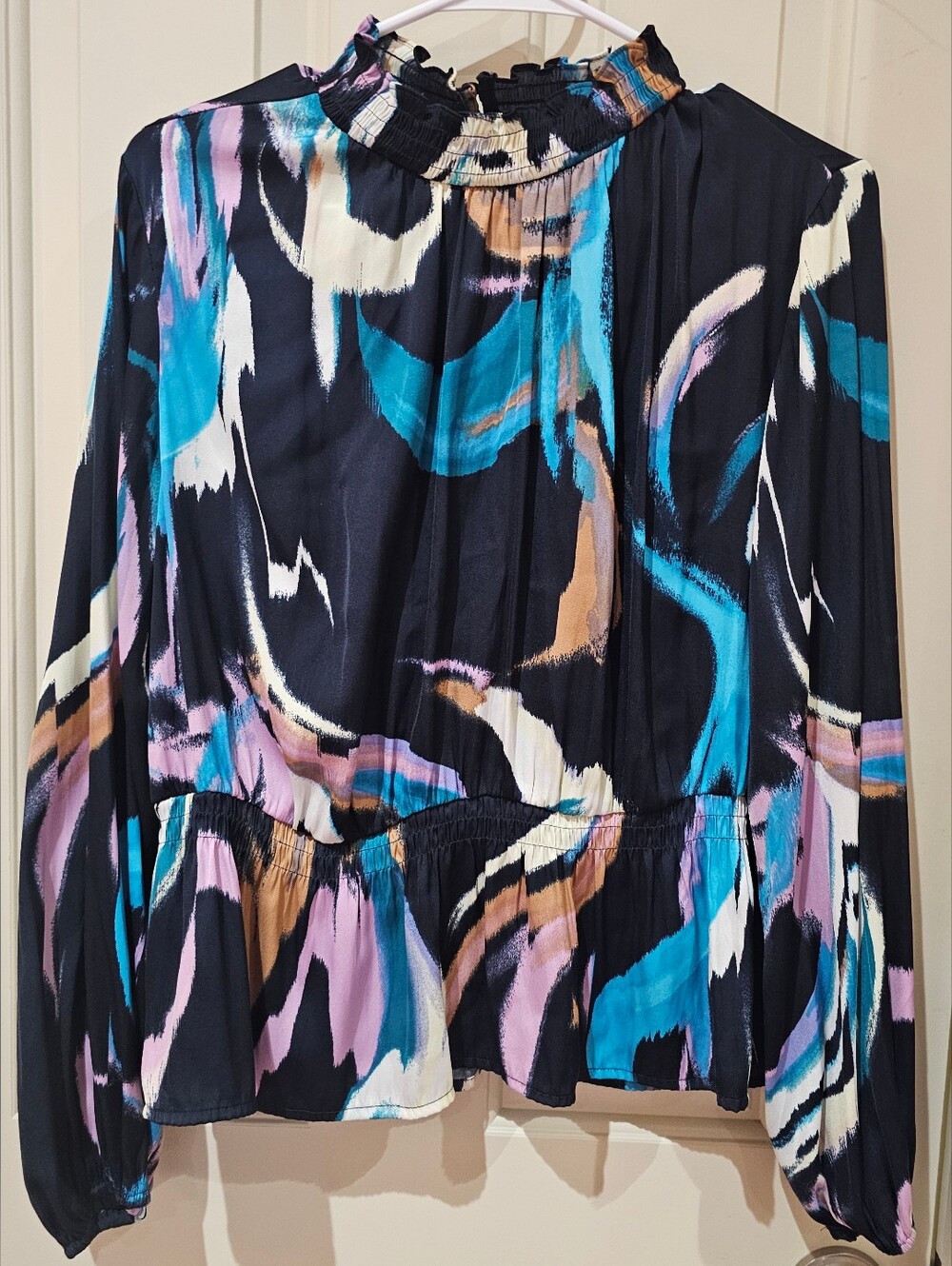Nine West Chic Abstract Blouse Women Size Large